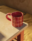 Red Grid Chunky Mug