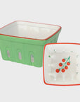 Bon Appetit 15cm Ceramic Fruit Punnet / Green & Red Tomato