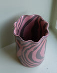 Scalloped Marble Pink Vase / Small