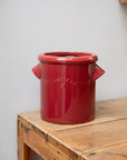 Rustic Utensil Pot with Handles / Burgundy