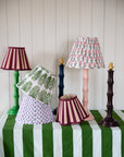 Scalloped Lampshade / Maroon Stripe