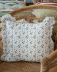 Linen Ruffle Cushion Cover / Blue Ditsy Floral / 45 x 45 cm
