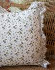 Linen Ruffle Cushion Cover / Blue Ditsy Floral / 45 x 45 cm