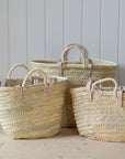 Palm Market Basket - Leather Handles Medium