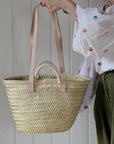 Palm Market Basket - Leather Handles Medium