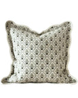 Scalloped Edge Cushion Cover / Sage Block Print Floral / 45 x 45 cm