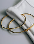 Linear Knot & Crystal Wrist Bangle Stacking Set / 18K Gold Plated