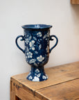 Amara Hand-painted Floral Vase / Blue