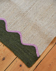 Olive Wave Jute Rug / 4 x 6ft