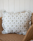 Linen Ruffle Cushion Cover / Blue Ditsy Floral / 45 x 45 cm