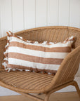 Linen Ruffle Cushion Cover / Rust Wide Stripe / 50 x 30 cm