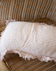 Linen Ruffle Cushion Cover / Pink Stripe / 50 x 30 cm