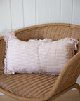 Linen Ruffle Cushion Cover / Pink Stripe / 50 x 30 cm