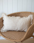 Linen Ruffle Cushion Cover / Light Brown Stripe / 50 x 30 cm