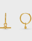 Dainty T-Bar Knot Hoop Earrings / 18K Gold Plated