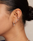 Dainty T-Bar Knot Hoop Earrings / 925 Silver Plated