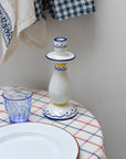 Candle holder with Blue & Yellow Pattern