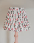 Block Printed Lampshade / Pink Posy Floral