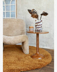 Round Metal Side Table / Brown