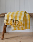 Recycled Cotton Checkered Throw / Yellow