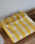 Recycled Cotton Checkered Throw / Yellow
