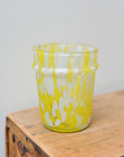 Speckled Glass Drinking Cup / Yellow, White