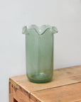Tall Ruffle Glass Vase / Green