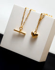 Chunky T-Bar Mid Length Chain Necklace / 18K Gold Plated