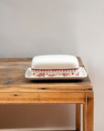 Faustine Patterned Floral Butter Dish / Burgundy