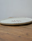 Handpainted Botanic Stripe Oval Plate / Brick Red