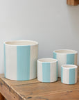 Ceramic Blue Stripe Plant Pot / Various Sizes
