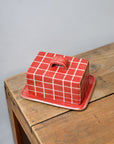 Red Grid Butter Dish