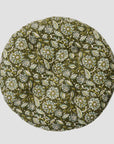 Printed Cotton Green Floral Round Chair Pad
