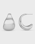 Statement Taper Metal Hoop Earrings / 925 Silver Plated