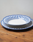 French Porcelain Scalloped Dinner Plate /Blue