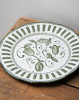 French Porcelain Scalloped Floral Lunch Plate / Green