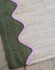Olive Wave Jute Rug / 3 x 5ft
