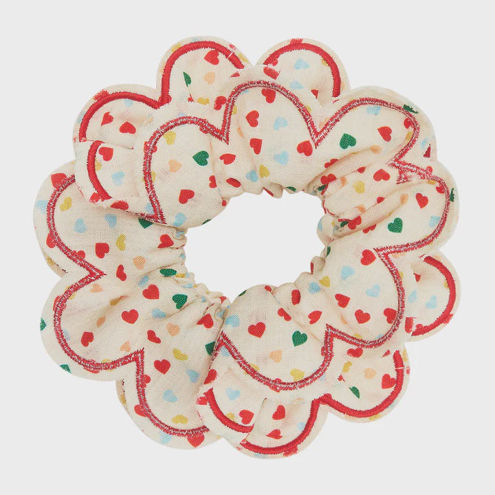 Heart Print Scalloped Scrunchie
