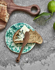 Round Ceramic Serving Board / Green Splatter