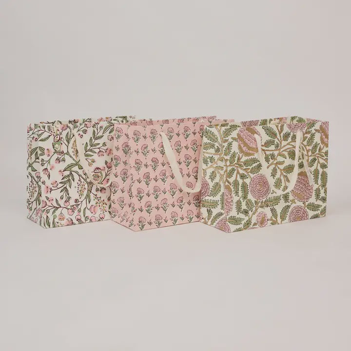 Medium Block Printed Gift Bags / Blush