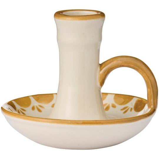 Brown &amp; White Candle holder with Handle