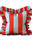 Outdoor Ruffle Striped Cushion Cover / Blue & Red / 45 x 45 cm