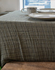 Cotton Check Tablecloth / Olive Green and Black