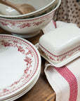 Faustine Patterned Floral Butter Dish / Burgundy
