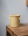 Rustic Utensil Pot with Handles / Yellow
