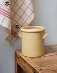 Rustic Utensil Pot with Handles / Yellow