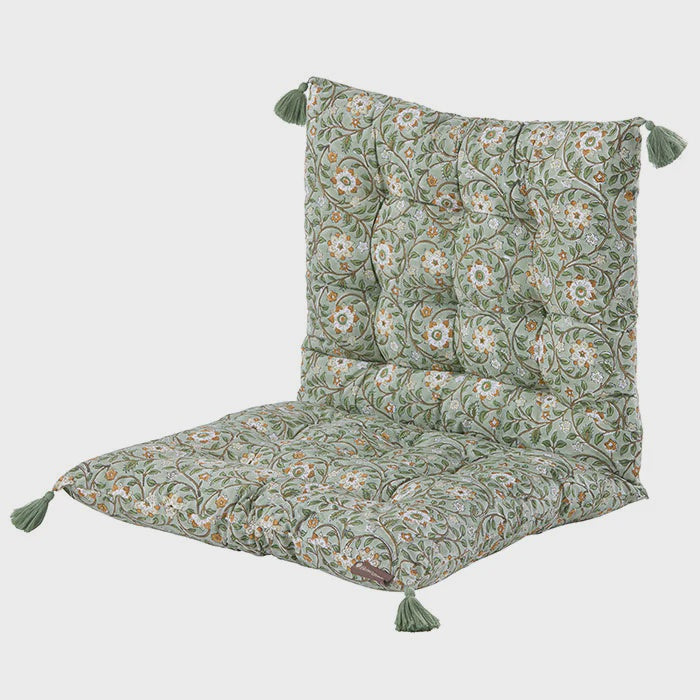 Roja Floral Chair Pad or Bench Cushion / Forest Green