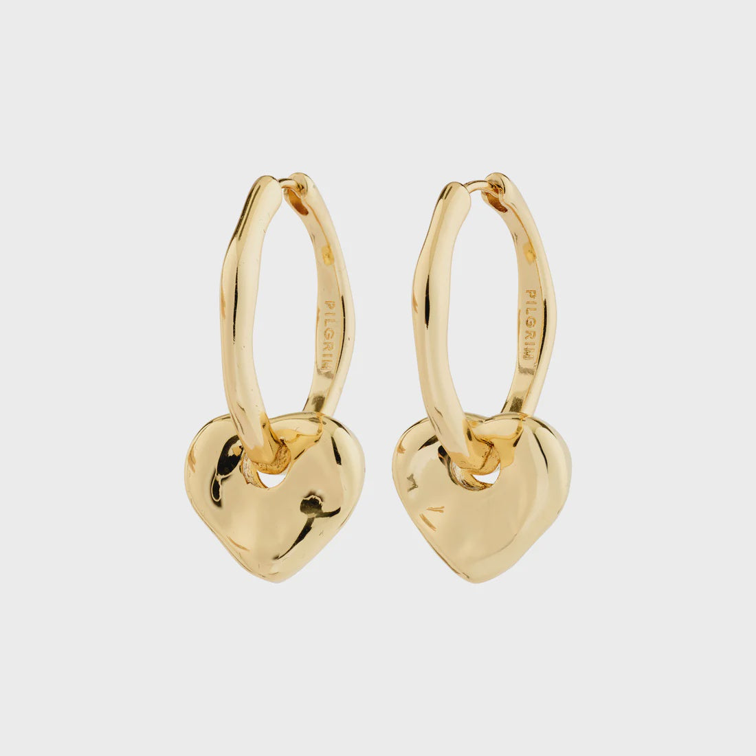 NOVA Heart Charm Hoop Earrings / Gold-plated