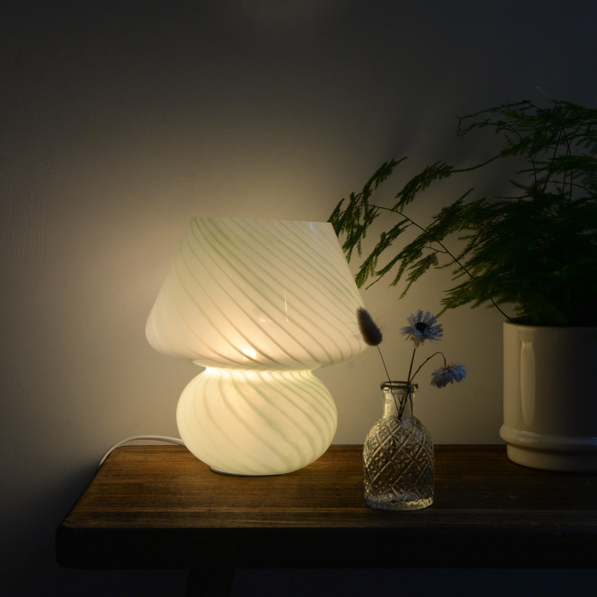 Large Glass Mushroom Lamp / Mint