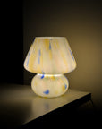 Large Glass Mushroom Lamp / Blue and Rose Dot